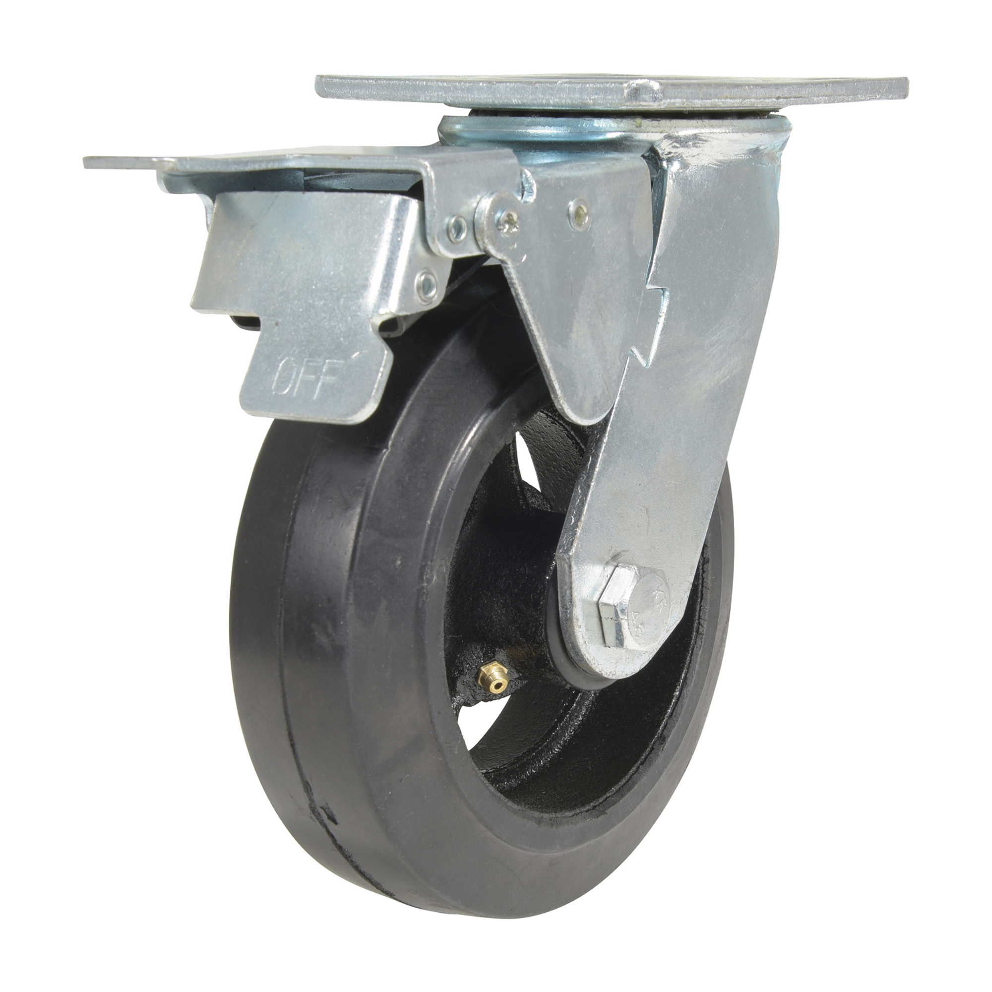 Vestil Mold On Rubber Caster - 6in. Wheel Diameter, Aluminum Core, Zinc Plated, Model# CST-VE-6X2MR-SWTB